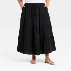 Women's Tiered Skirt - A New Day™ Black XXL
