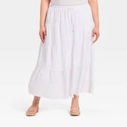 Women's Tiered Skirt - A New Day™ White XXL