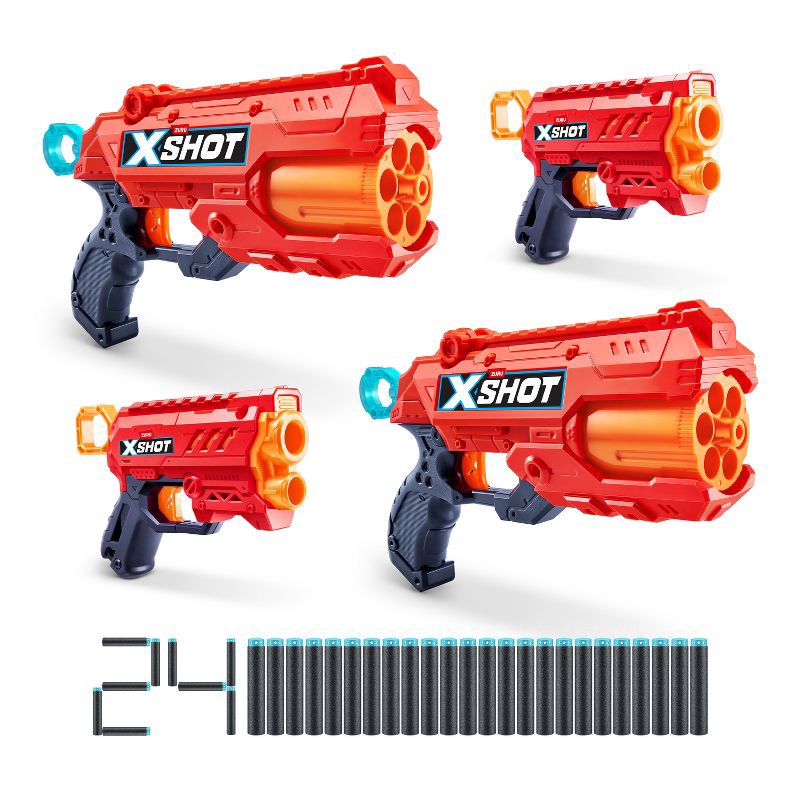 slide 1 of 3, XSHOT Excel Combo Pack Reflex X6 and Micro 2.0 4pk Toy Blaster, 4 ct