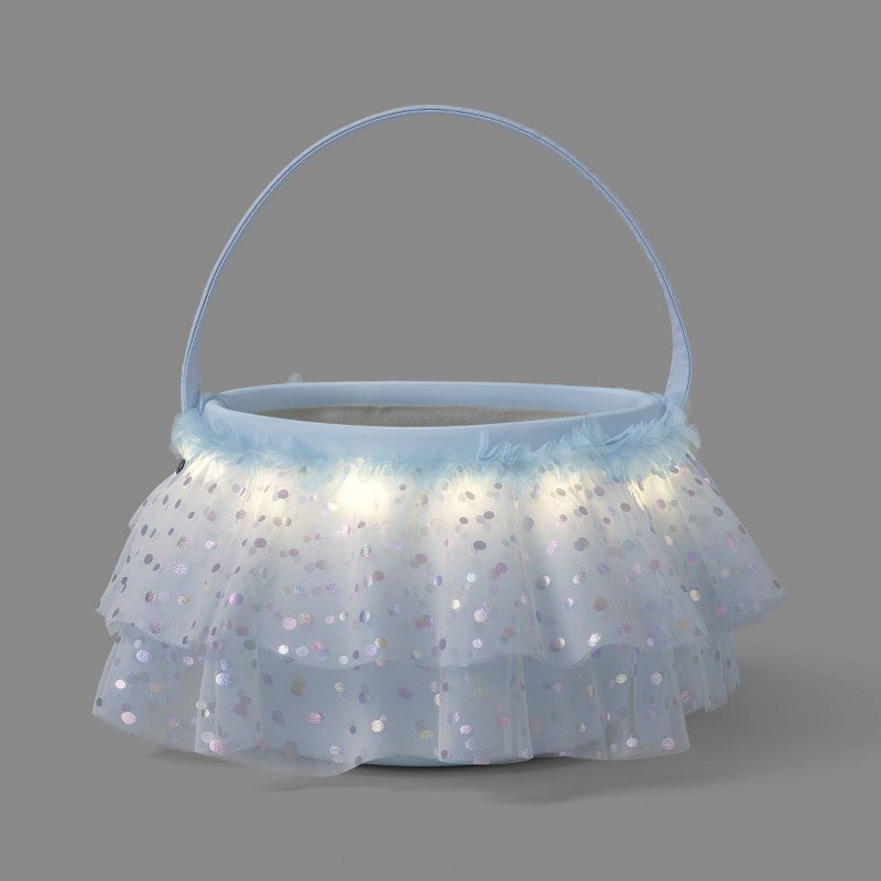 slide 1 of 5, Round Polyester Halloween Light-Up Princess Trick or Treat Decorative Pail Pastel Blue - Hyde and EEK! Boutique™, 1 ct