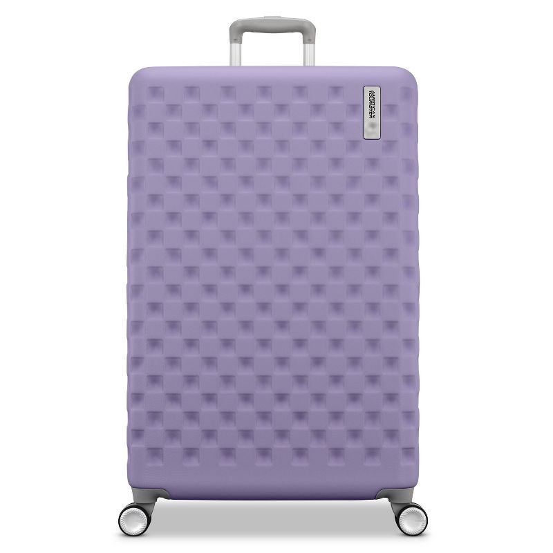 slide 2 of 11, American Tourister Checked Hardside Spinner Suitcase - PURPLE HAZE, 1 ct