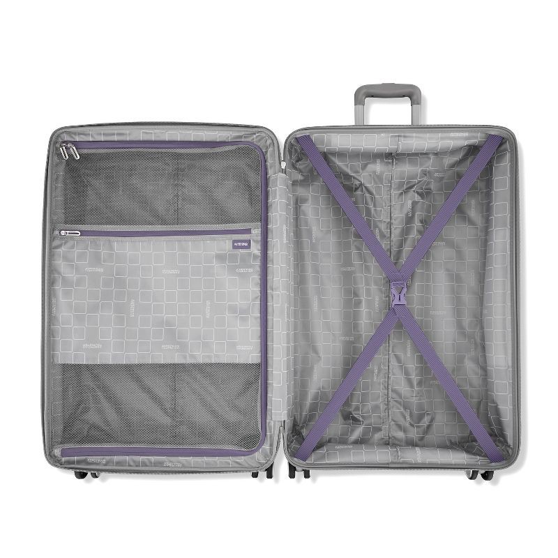 slide 8 of 11, American Tourister Checked Hardside Spinner Suitcase - PURPLE HAZE, 1 ct