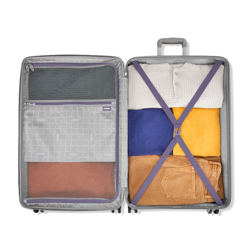 slide 10 of 11, American Tourister Checked Hardside Spinner Suitcase - PURPLE HAZE, 1 ct