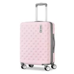 American Tourister Medium Checkered Carry On Spinner Wheels Suitcase - Light Pink