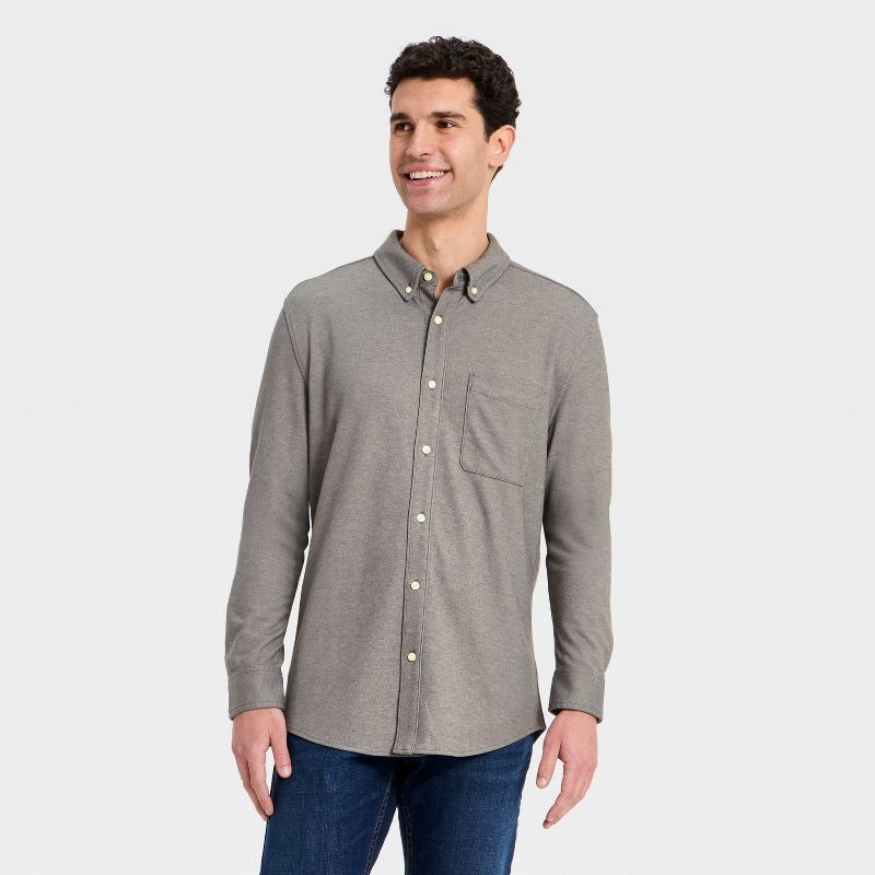 slide 1 of 3, Men's Comfort Wear Long Sleeve Shirt - Goodfellow & Co™ Gray M, 1 ct