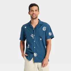 Men's Vacay Camp Shirt - Goodfellow & Co™ Navy Blue L