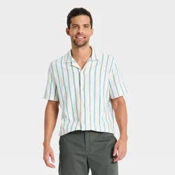 Men's Vintage Knit Camp Polo Shirt - Goodfellow & Co™ Cream Jacquard M