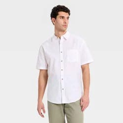 Men's Short Sleeve Slub Button-Down Shirt - Goodfellow & Co™ True White L