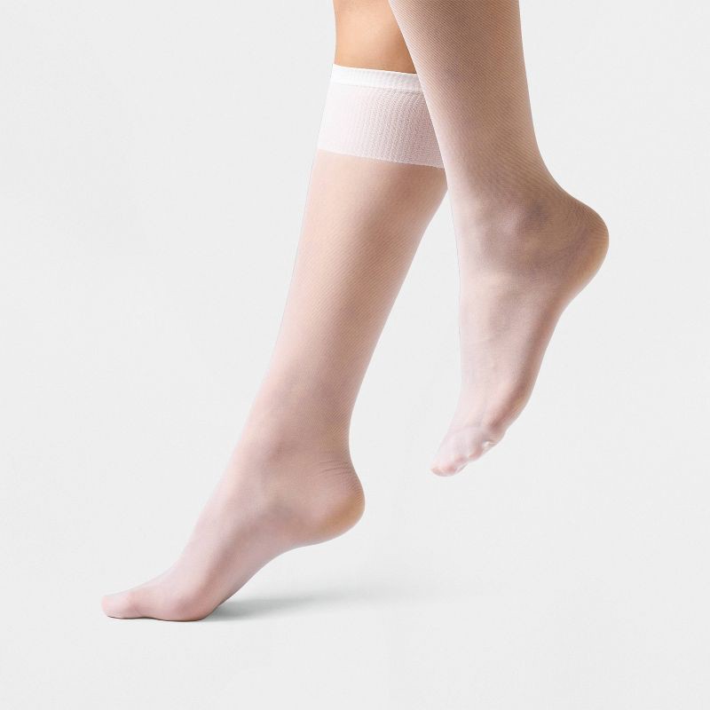slide 1 of 2, Women's Modern Basic with Wide Top Tights - A New Day™ White, 1 ct