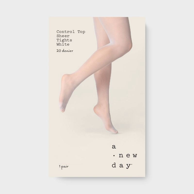 slide 1 of 1, Women's 20D Sheer Tights - A New Day™ White S/M, 1 ct