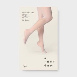 Women's 20D Sheer Tights - A New Day™ White L/XL
