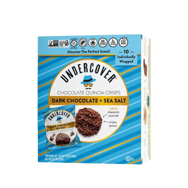 slide 1 of 4, Undercover Snacks Dark Chocolate + Sea Salt Crisps - 5oz/10ct, 5 oz, 10 ct