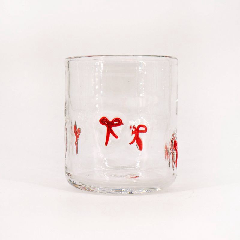 slide 1 of 4, Madison Home 16 fl oz Icon Glass Red Bows, 16 fl oz