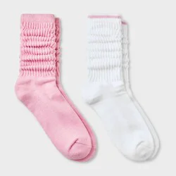 Women's 2pk Bauble Ultra Soft Yarn Socks - Auden™ Pink Rose/White