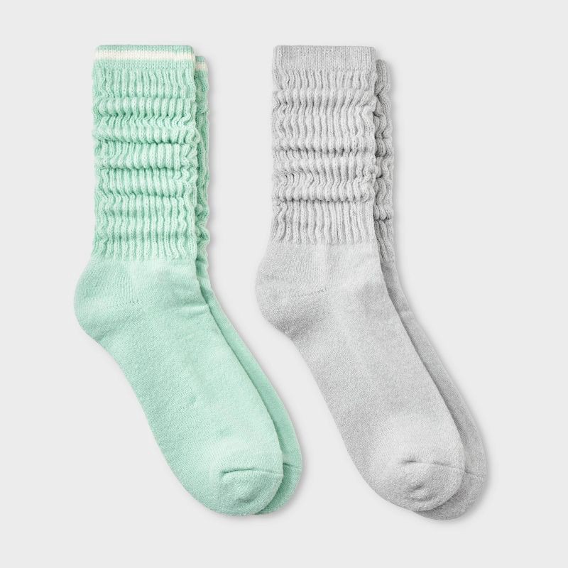 slide 1 of 5, Women's 2pk Bauble Ultra Soft Yarn Socks - Auden™ Pale Mint/Silver Heather, 2 ct