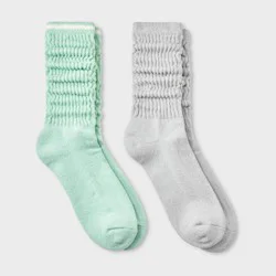 Women's 2pk Bauble Ultra Soft Yarn Socks - Auden™ Pale Mint/Silver Heather