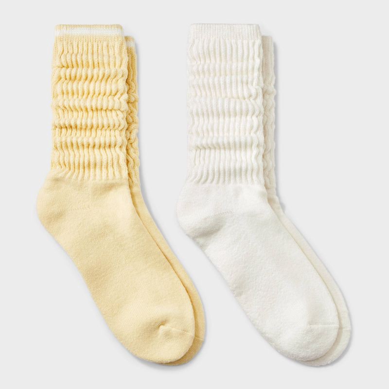 slide 1 of 5, Women's 2pk Bauble Ultra Soft Yarn Socks - Auden™ Yellow/Sour Cream, 2 ct