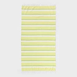 36"x72" Jacquard Turkish Lightweight Striped Oversized Beach Towel with Knotted Fringe Yellow - Room Essentials™