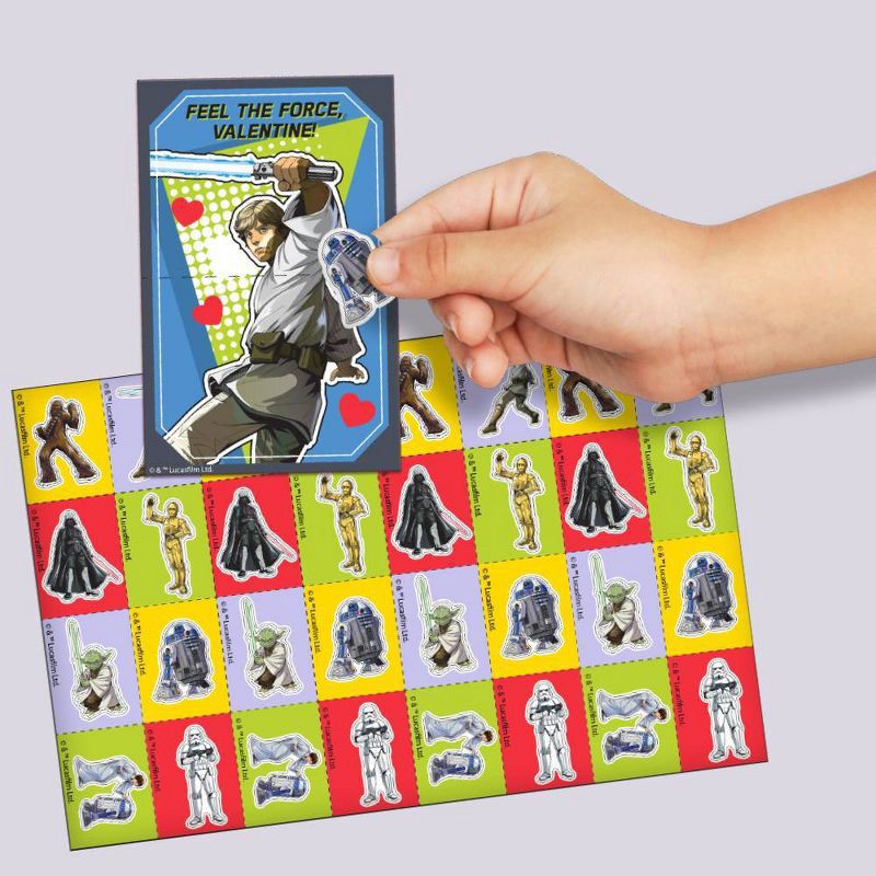 slide 5 of 5, Star Wars 32ct Valentine's Day Cards and Stickers, 32 ct