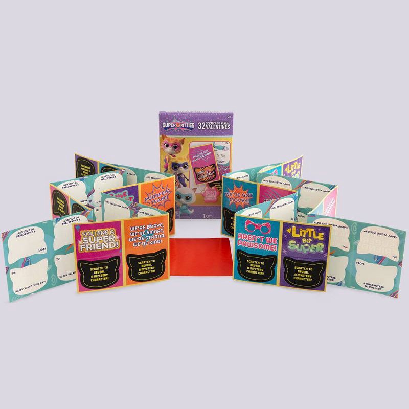 slide 4 of 5, Disney 32ct Valentine's Day Super Kitties Scratch and Reveal Cards, 32 ct