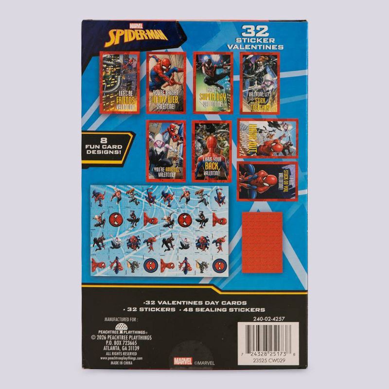 slide 2 of 5, Spider-Man 32ct Valentine's Day Cards and Stickers, 32 ct