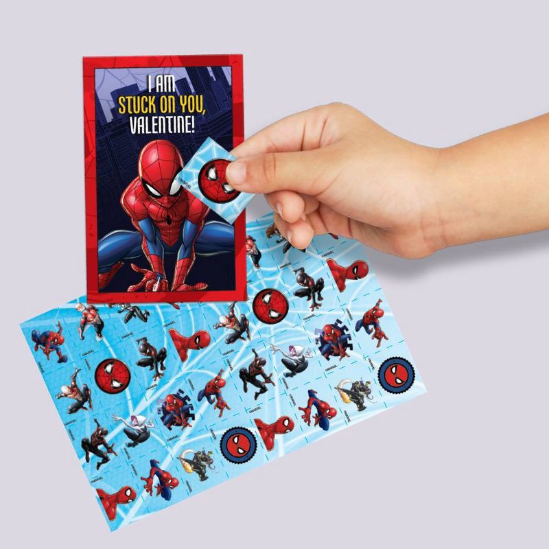 slide 5 of 5, Spider-Man 32ct Valentine's Day Cards and Stickers, 32 ct