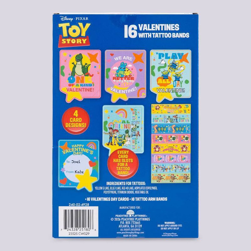 slide 2 of 5, Toy Story 16ct Valentine's Day Cards and Tattoos, 16 ct