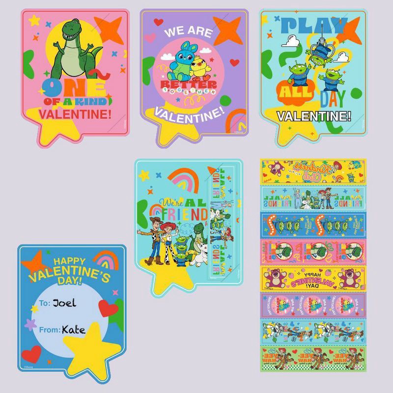 slide 3 of 5, Toy Story 16ct Valentine's Day Cards and Tattoos, 16 ct
