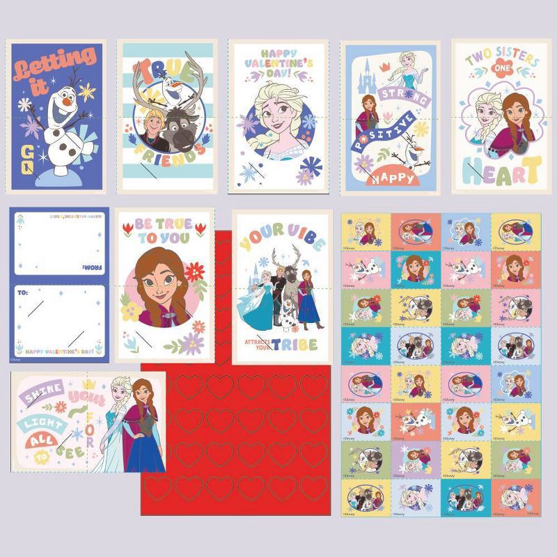 slide 3 of 5, Disney 32ct Frozen Valentine's Day Cards and Stickers, 32 ct