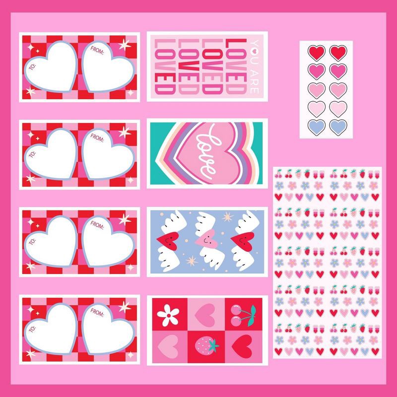 slide 3 of 5, Horizon Group 16ct Valentine's Day Nail Decal Exchange Cards, 16 ct