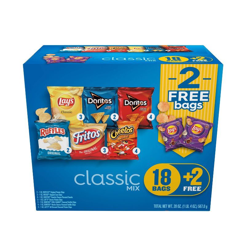 slide 1 of 13, Frito-Lay Variety Pack Classic Mix Chips - 20oz/20ct, 20 ct; 20 oz
