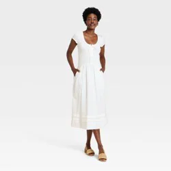 Women's Western Cap Short Sleeve Maxi A-Line Dress - Universal Thread™ White M