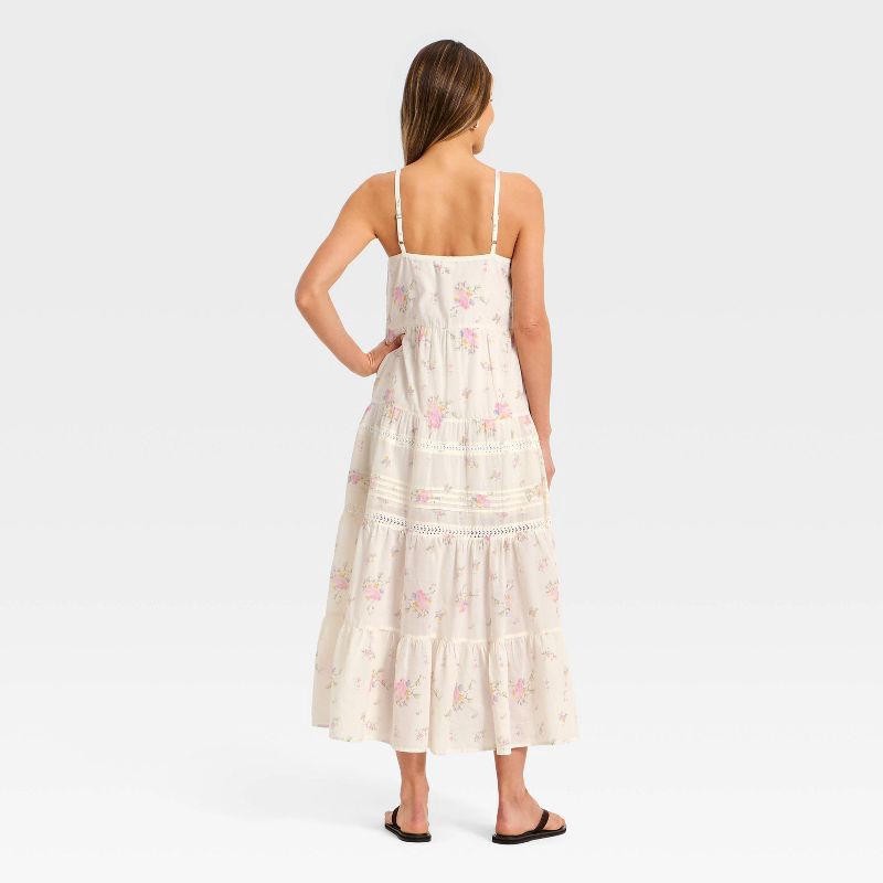 slide 2 of 3, Women's Lace Maxi A-Line Dress - Universal Thread™ Cream Floral M, 1 ct