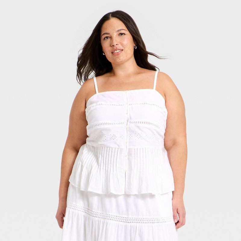 slide 1 of 3, Women's Crafted Textured Cami - Universal Thread™ White XXL, 1 ct