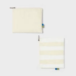 2pk Americana Water Resistant Pouches - Open Story™ Cream Stripe