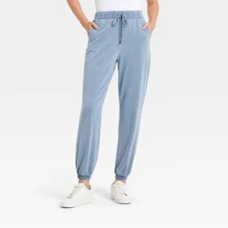 Women's Denim Joggers with Elastic Waist and Cuffs - A New Day™ Light Blue L