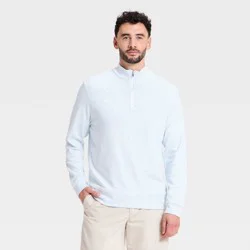 Men's Striped Comfort Wear 1/4 Zip Sweatshirt - Goodfellow & Co™ White M