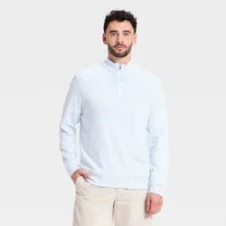 Men's Striped Comfort Wear 1/4 Zip Sweatshirt - Goodfellow & Co™ White L