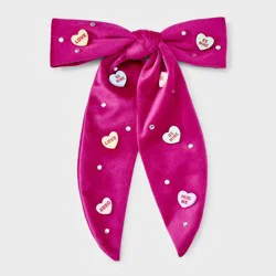 Valentines Conversation Heart Charm Bow - Pink