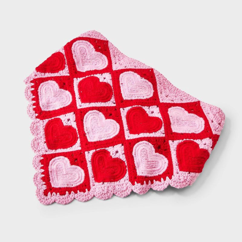 slide 3 of 4, Valentines Knit Heart Headscarf - Red/Pink, 1 ct