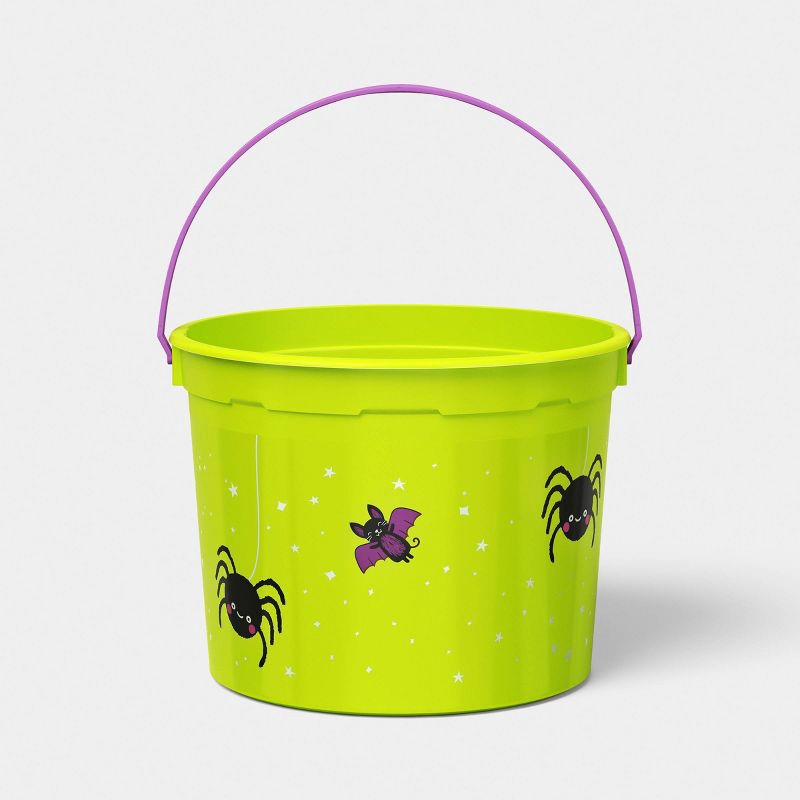 slide 1 of 4, Bats and Spiders Virgil Resin Halloween Trick or Treat Pail Green - Hyde and EEK! Boutique™, 1 ct