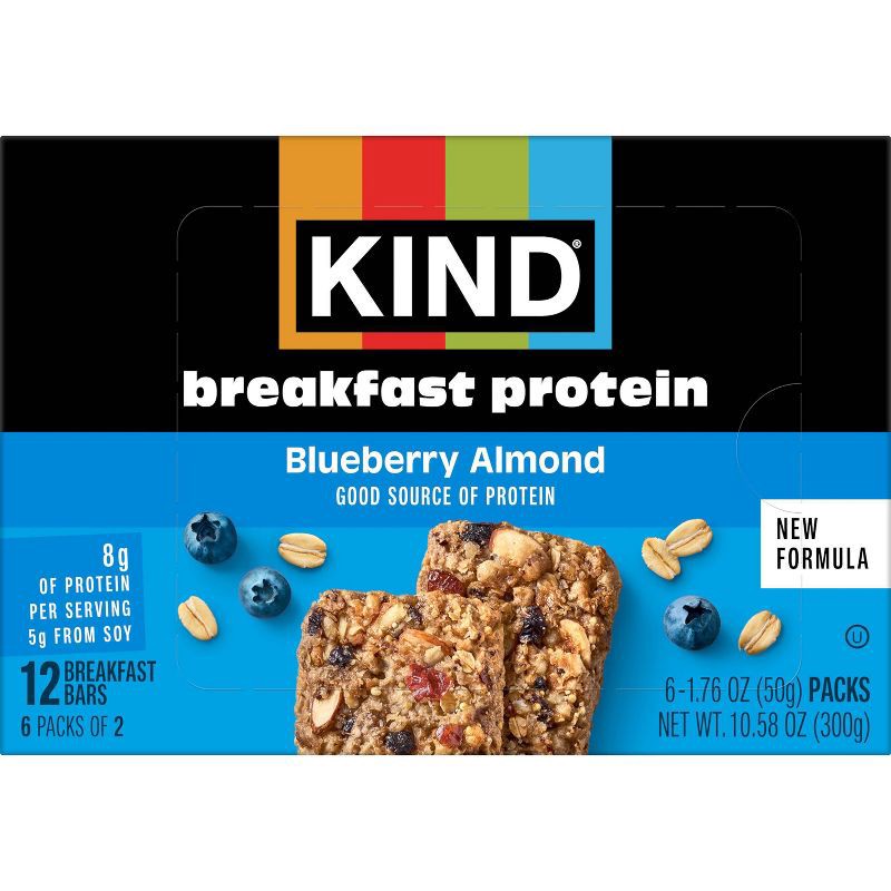 slide 2 of 11, KIND Snack Bar Breakfast Protein Blueberry Almond - 10.58oz, 10.58 oz
