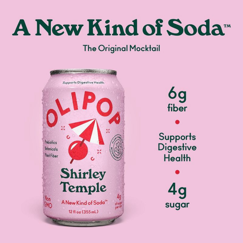 slide 2 of 6, OLIPOP Shirley Temple Soda - 12 fl oz Can, 12 fl oz