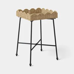 Threshold Woven Rattan Scallop Side Table - Fully Assembled