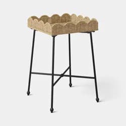 Threshold Woven Rattan Scallop Side Table - Fully Assembled