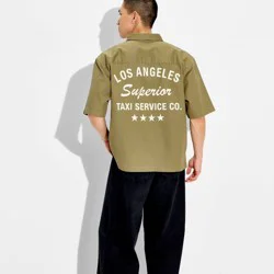 Men's Short Sleeve Collared Button-Down Shirt - Original Use™ Olive Green XL