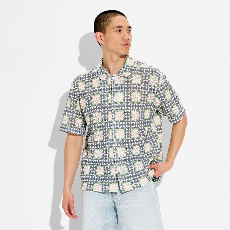 Adult Short Sleeve Flat Collar Button-Down Shirt - Original Use™ Green ...
