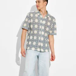 Men's Short Sleeve Granny Squares Button-Down Shirt - Original Use™ Green XL