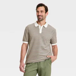 Men's Striped Vintage Polo Shirt - Goodfellow & Co™ Tan XL