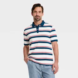 Men's Vintage Polo Shirt - Goodfellow & Co™ White Striped S